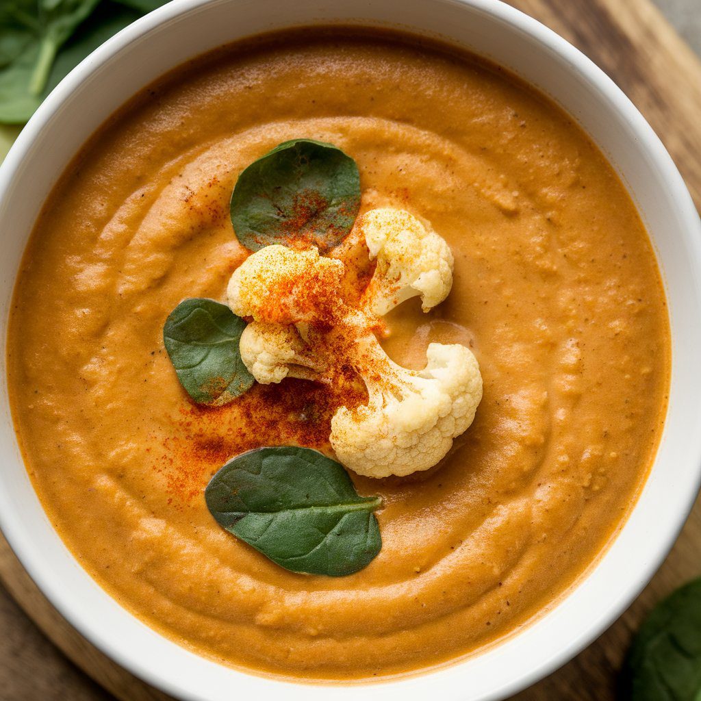 Creamy Cauliflower Spinach Soup (No Dairy!)